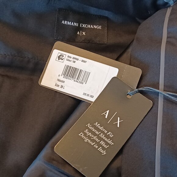 NEW Armani Exchange Light Grey Taupe Modern Fit Flat Front Textured Dress Pants - Picture 12 of 12
